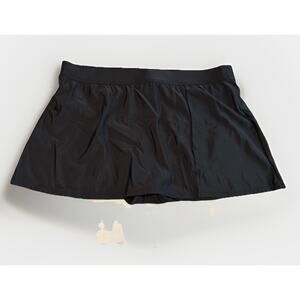 Aqua Green Swim Skirt Women’s Size XL Black Built-In Briefs Split Hem NWT